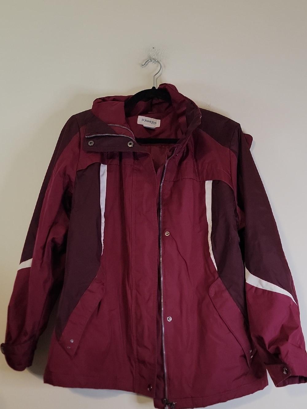 Women's Maroon Hooded Jacket with Contrast Panels